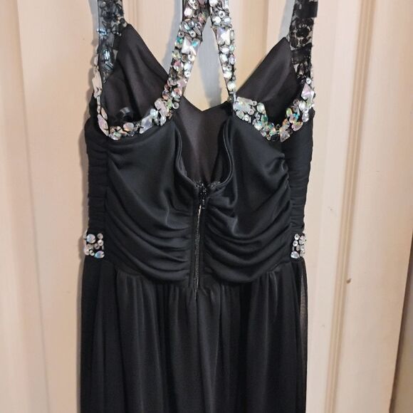 City Triangles Black Silver Halter Maxi Dress - Picture 10 of 11